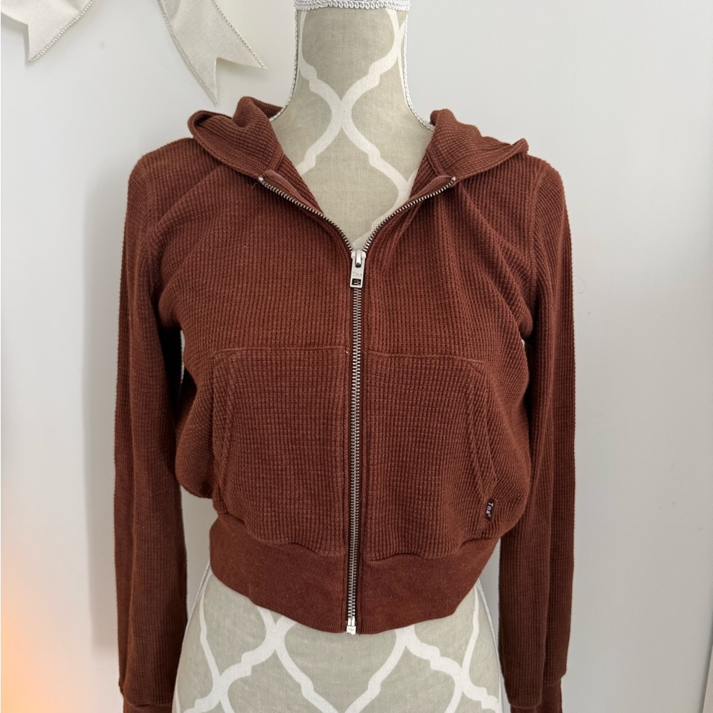 TNA Brown Zip-Up Sweater